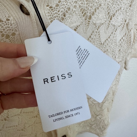 Reiss crochet Off-White Textured Knit Cardigan - Picture 4 of 9